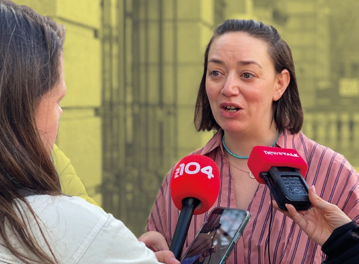 Janet speaking to press